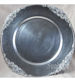 Silver Vintage Round Charger Plate (24-PK)